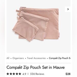 NWT calpak compakt zip pouch set in Mauve